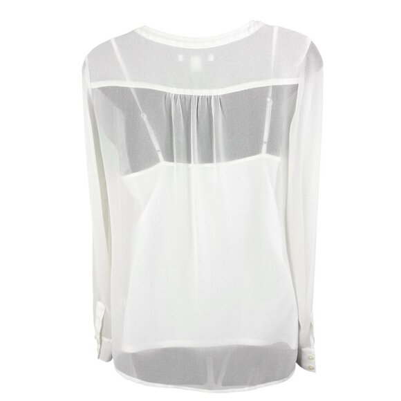 Banana Republic Georgette Sheer Ivory Pintuck Blouse With Camisole Women’s XS - Picture 4 of 11